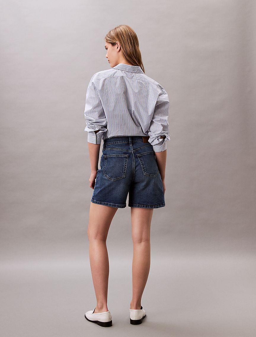High Rise A-Line Denim Shorts Product Image