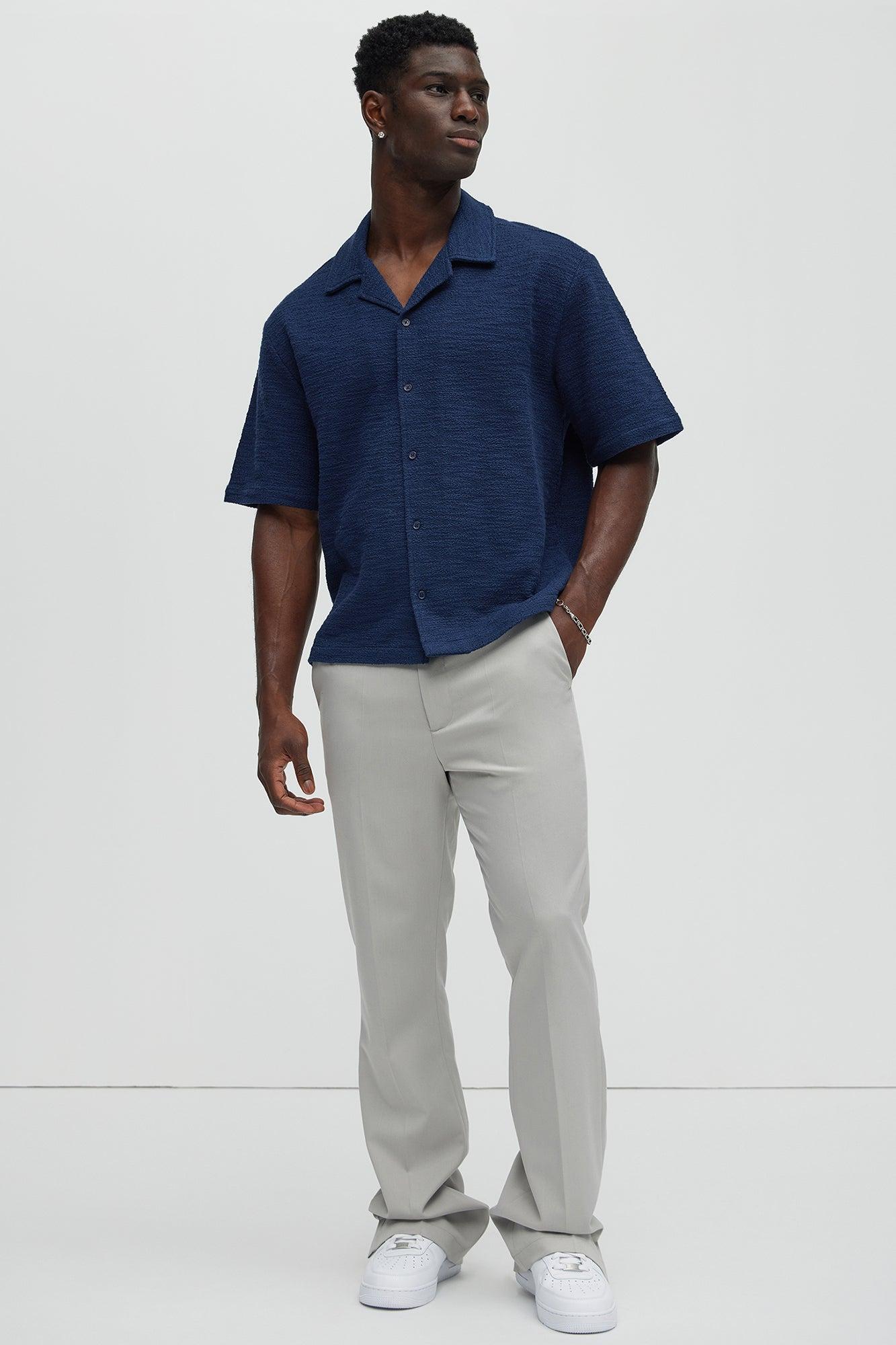 Blaine Textured Knit Shirt - Navy Product Image