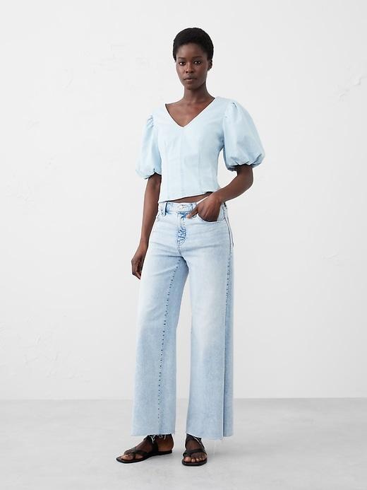 Bubble-Sleeve Seamed Top Product Image