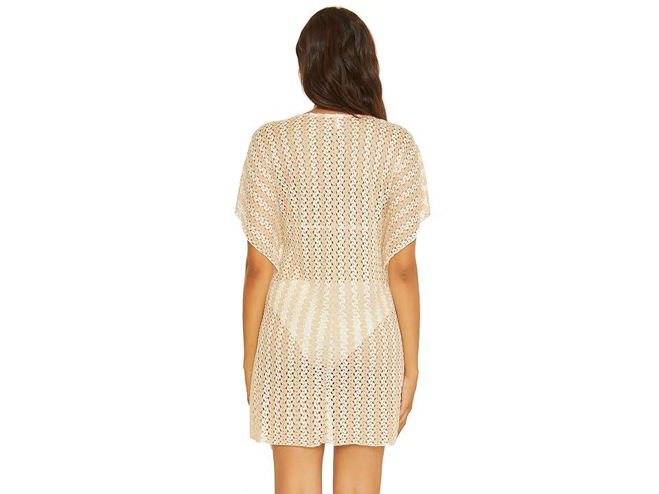 BECCA Golden Metallic Crochet Tunic Cover-Up Gold) Women's Swimwear Product Image