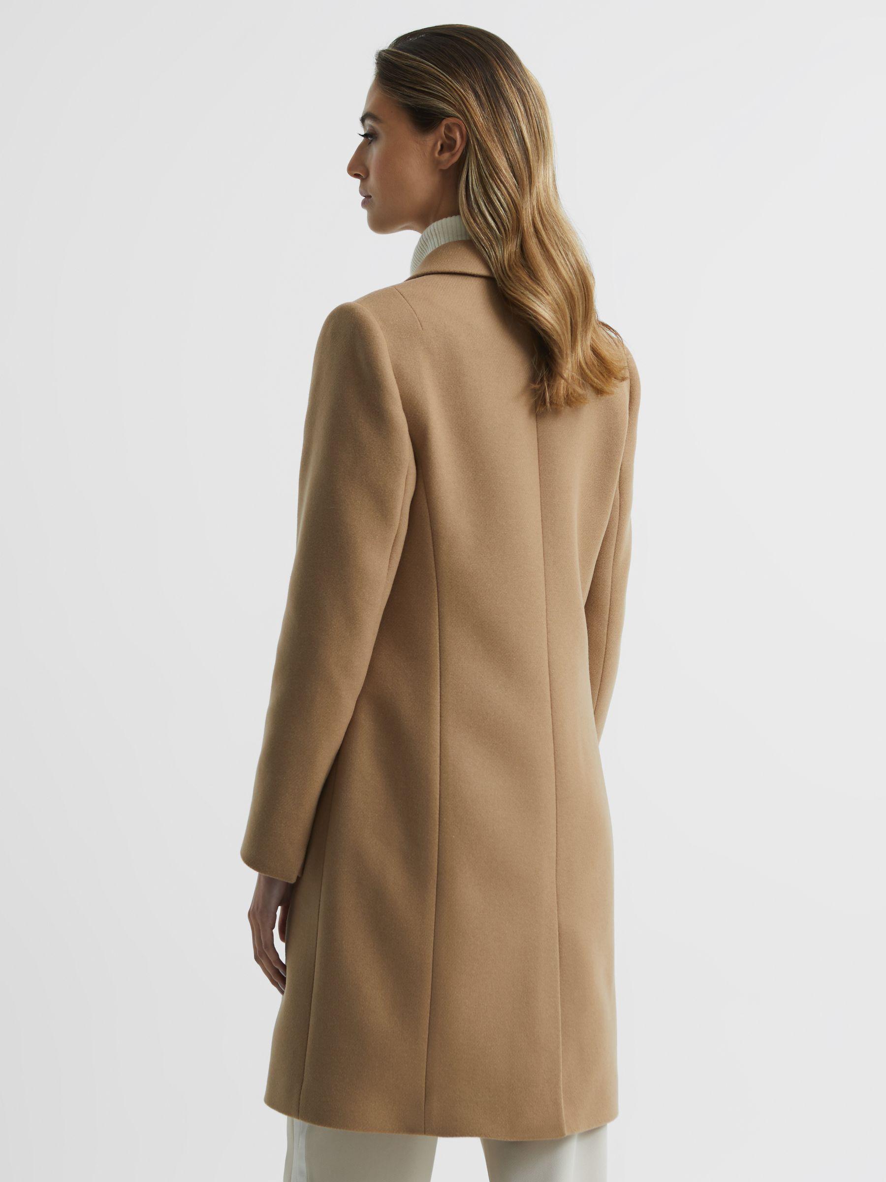 Wool Blend Mid Length Coat in Camel Product Image