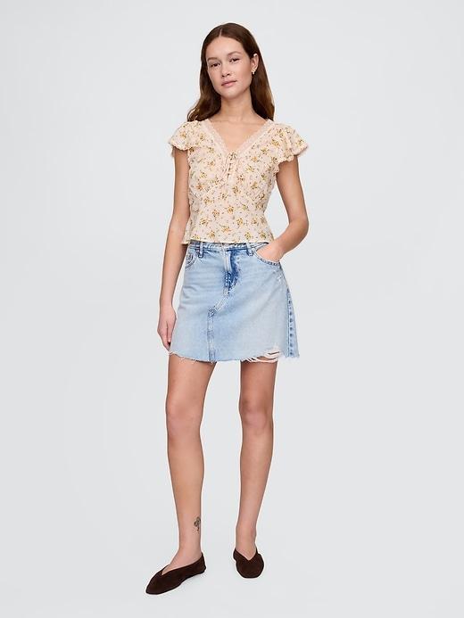 Lace-Trim Floral Top Product Image
