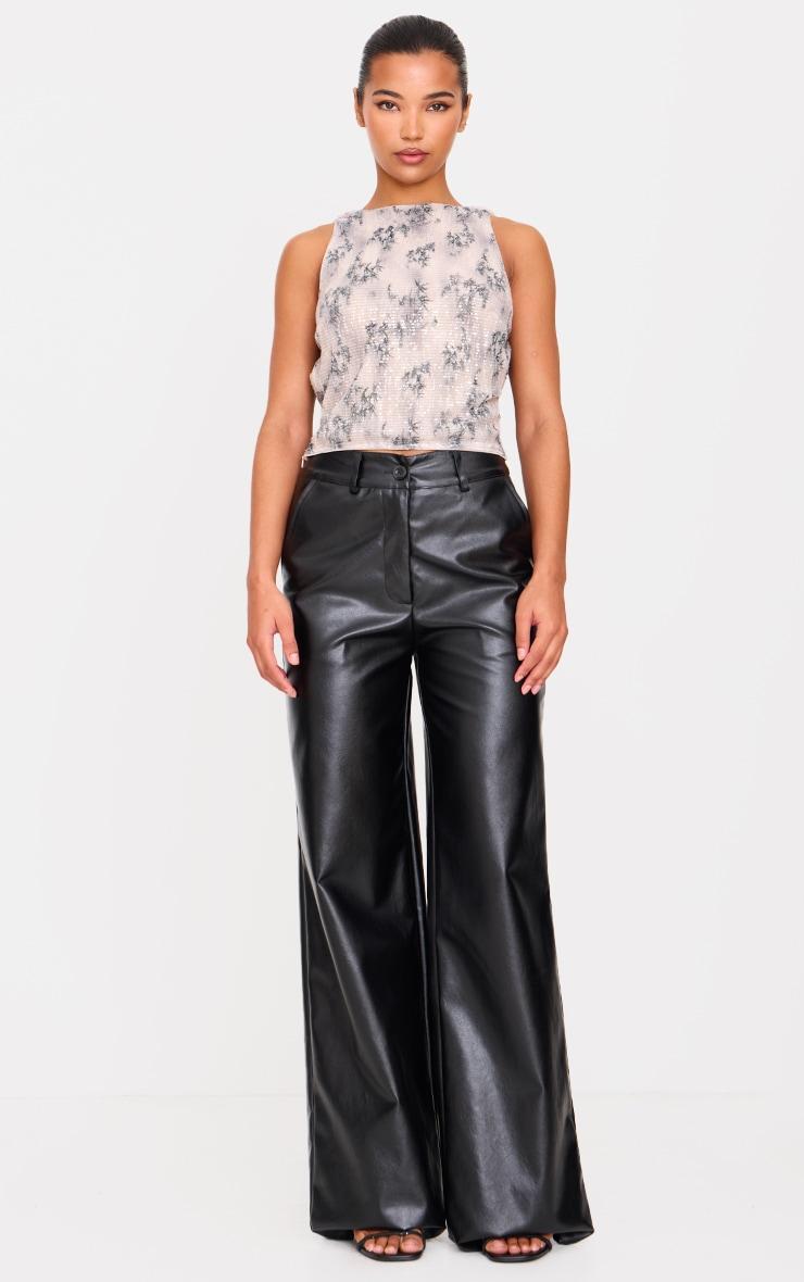 Grey Textured Glitter Cowl Back Long Top Product Image