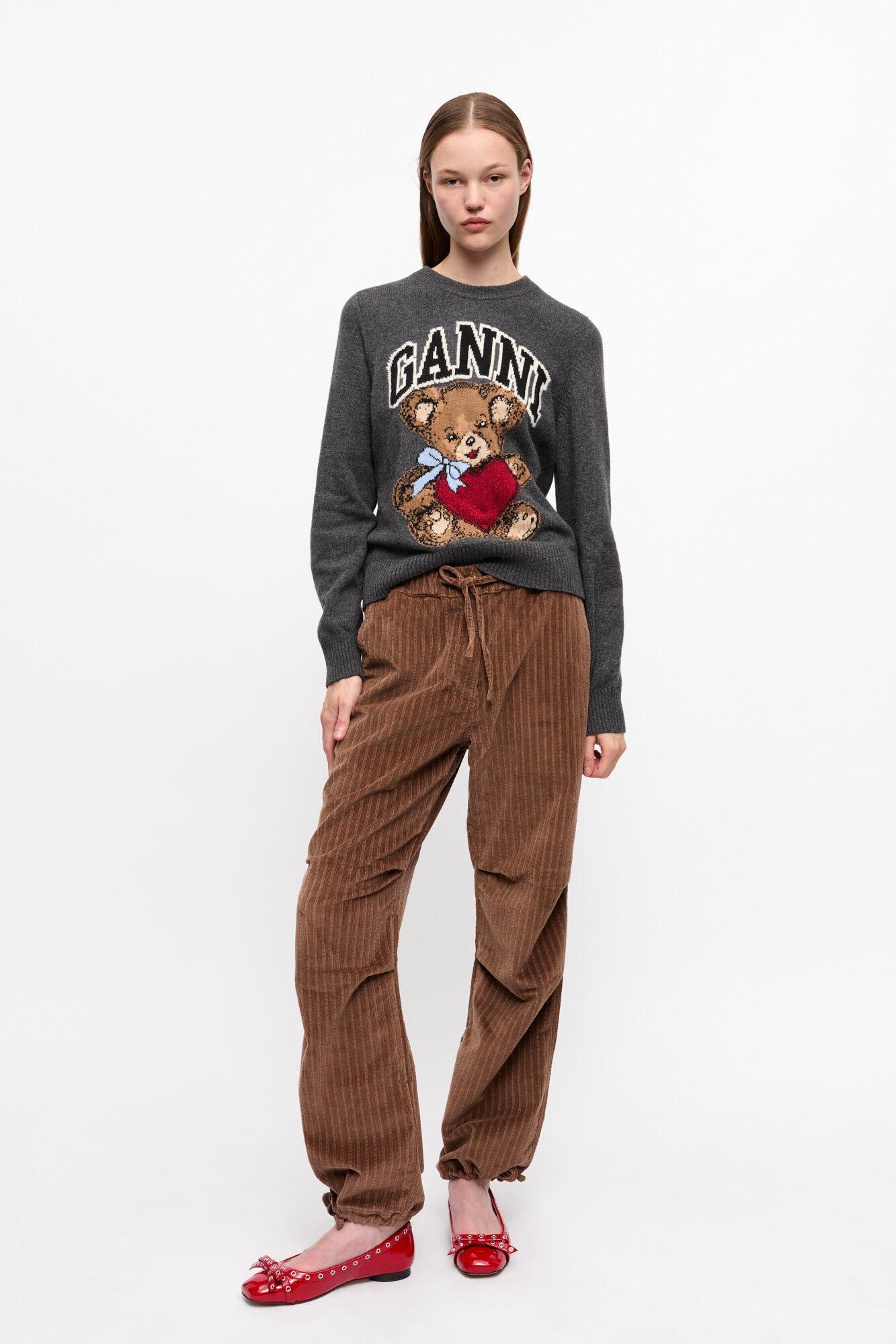Brown Corduroy Drawstring Pants Product Image