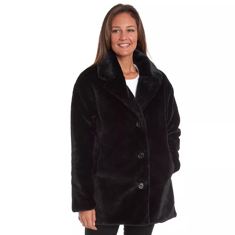 Womens Fleet Street Faux-Fur 3-Button Jacket Brown Product Image