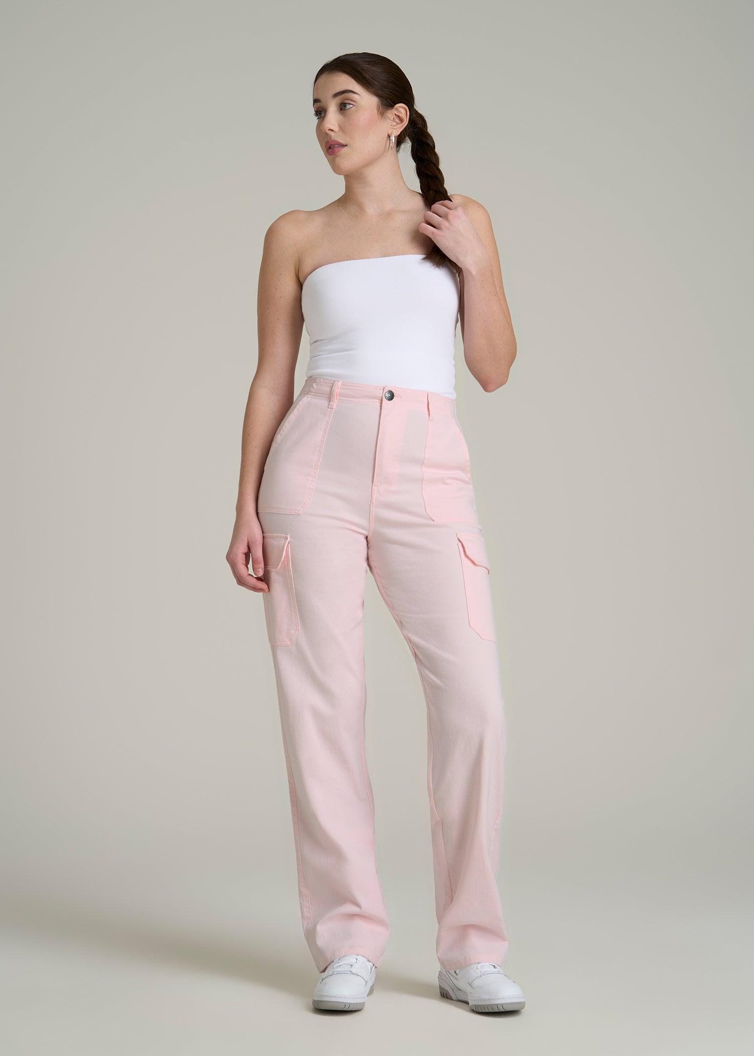 Straight Leg Cargo Chino Pants for Tall Women in Barely Pink Female Product Image