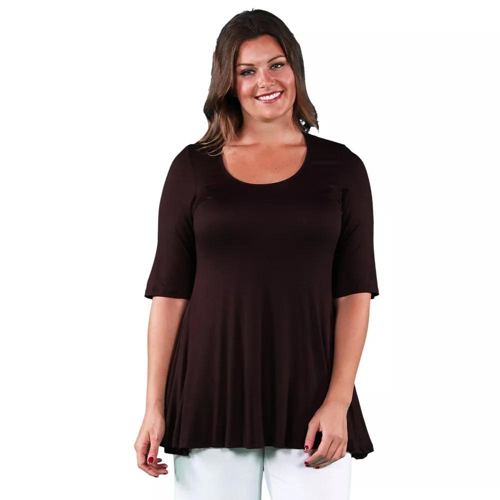 Plus Size 24Seven Comfort Apparel Elbow Swing Tunic Top, Womens Green Product Image