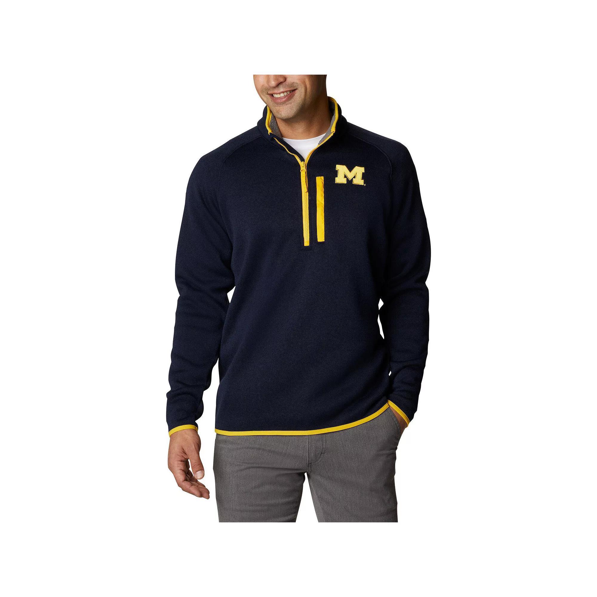 Men's Columbia Navy Michigan Wolverines Canyon Point Omni-Shield Raglan Half-Zip Pullover Top, Size: Large, Blue Product Image