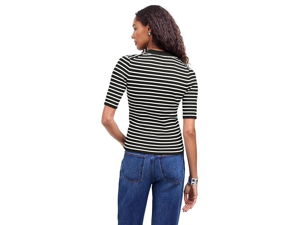 Madewell Stripe Antonia Snowy Short Sleeve Polo Tee (Abyss) Women's Sweater Product Image