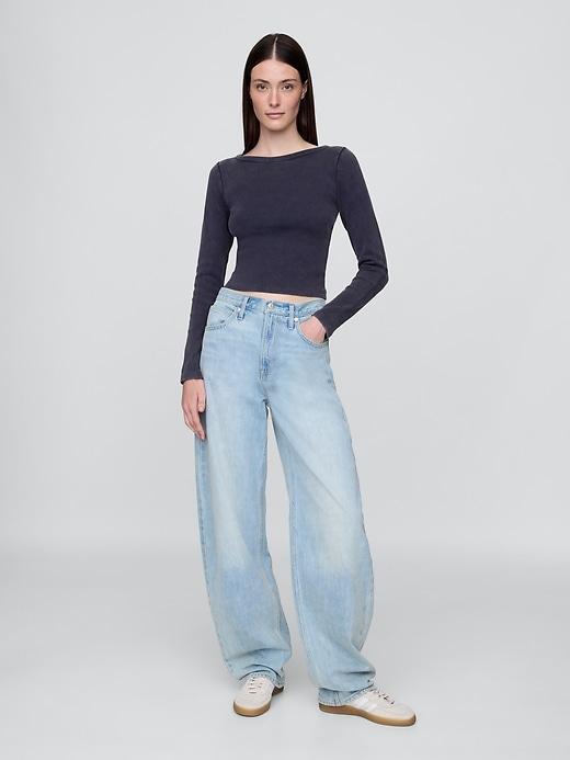 Heavyweight Rib Boatneck Crop T-Shirt Product Image