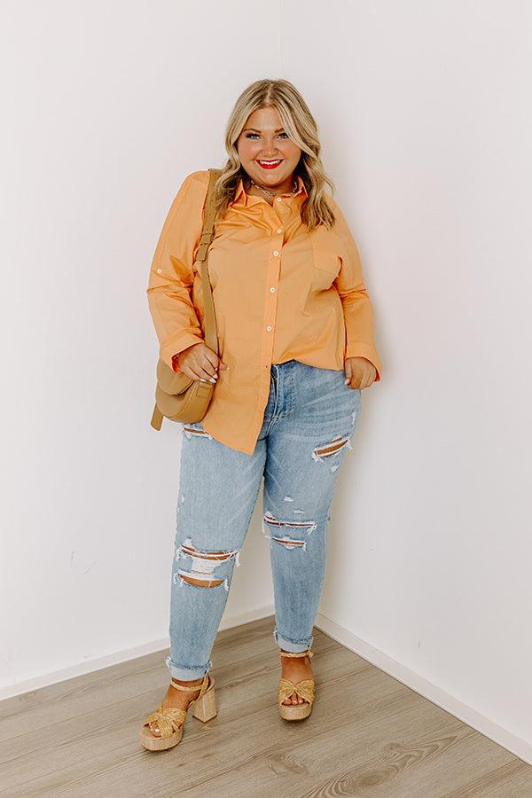 Sending Good Luck Button Up Top In Orange Curves Product Image