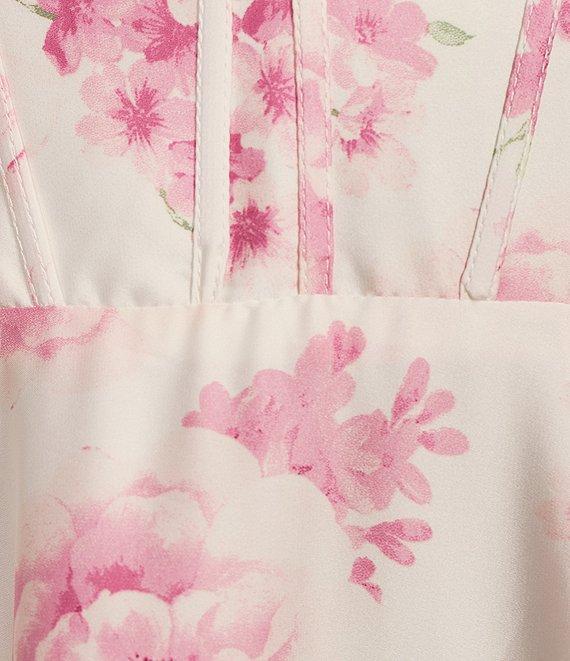 B. Darlin Floral Spaghetti Strap Bustier Pleated Dress Product Image