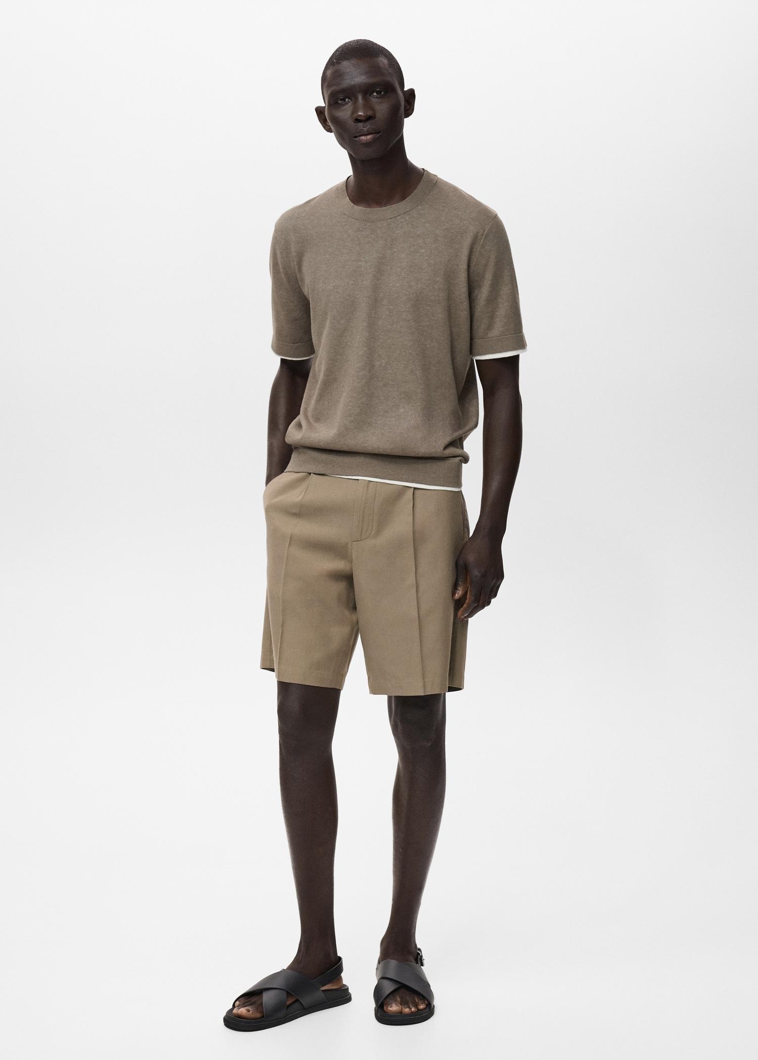 100% linen bermuda shorts - Men | MANGO USA Product Image