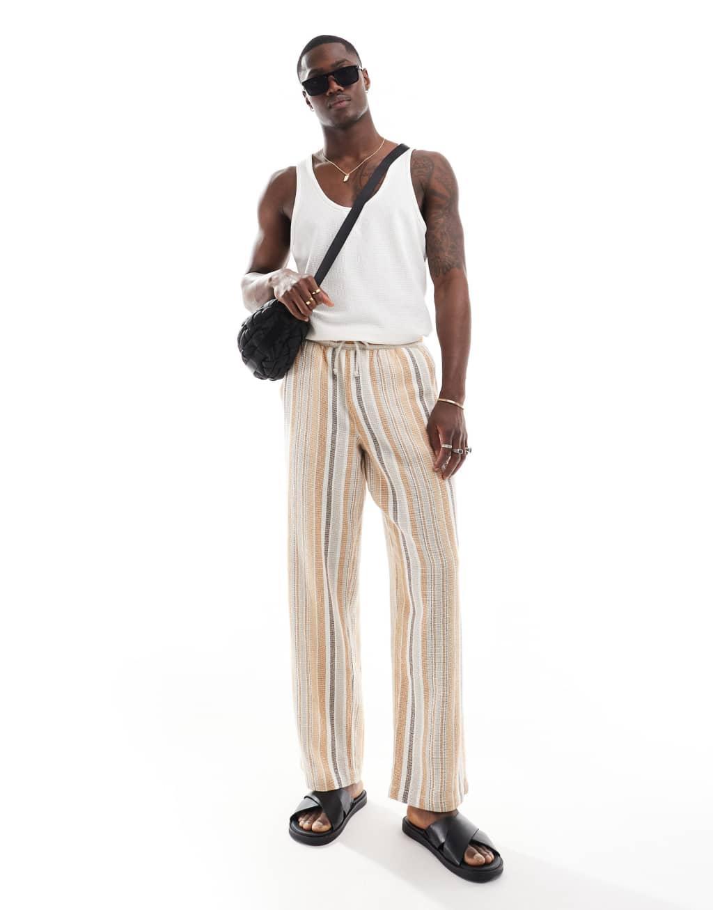 ASOS DESIGN waffle tank top in cream Product Image