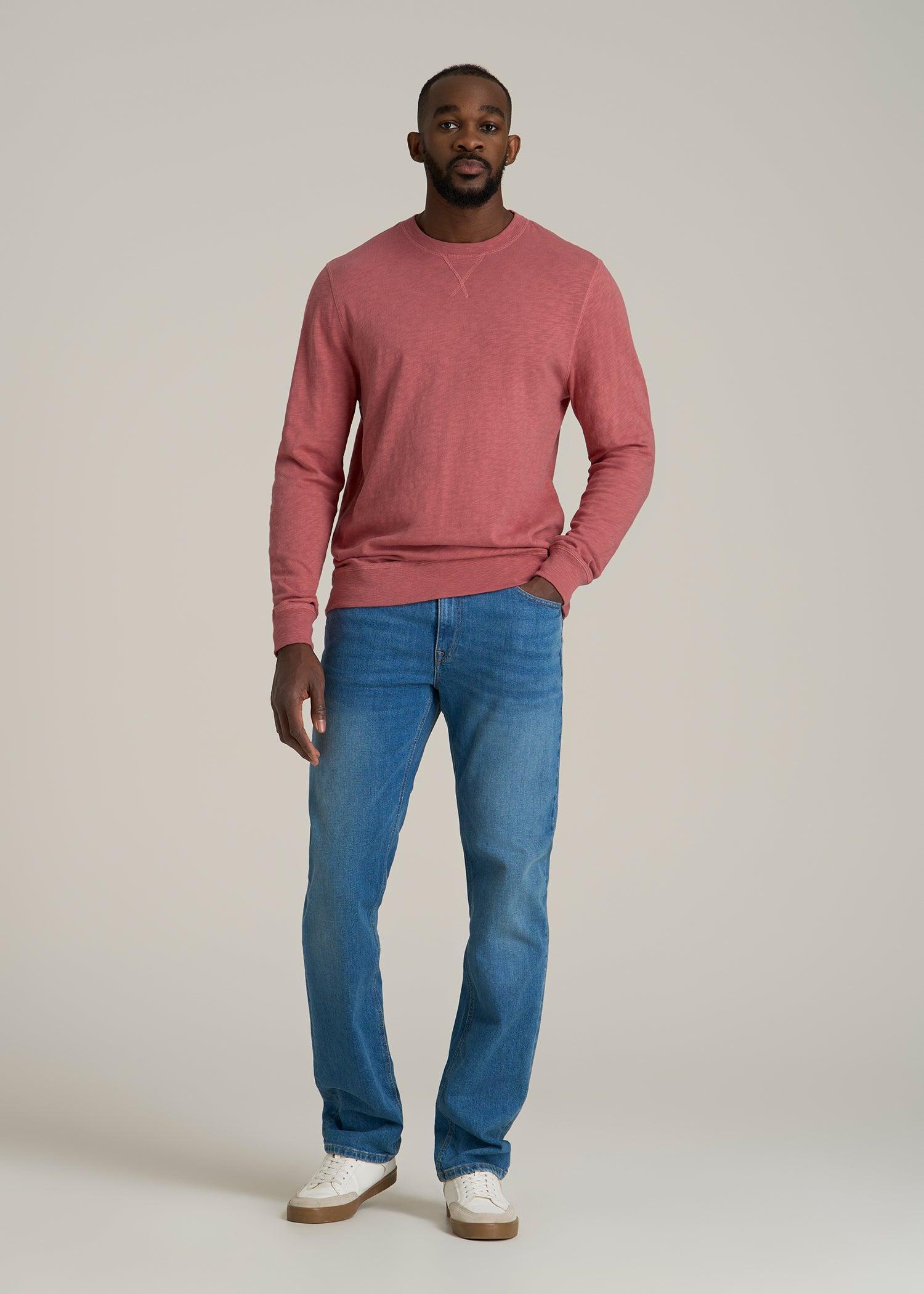 Sunwashed Slub Crewneck for Tall Men in Dusty Cedar Male Product Image