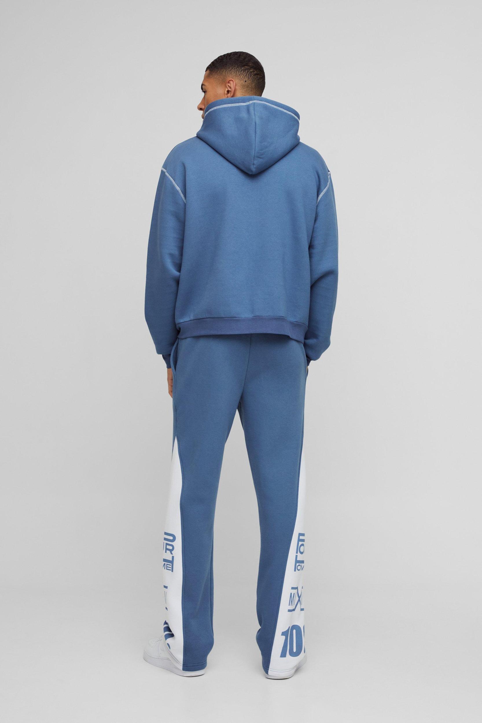 Oversized Boxy Moto Gusset Zip Through Hooded Tracksuit | boohooMAN USA Product Image
