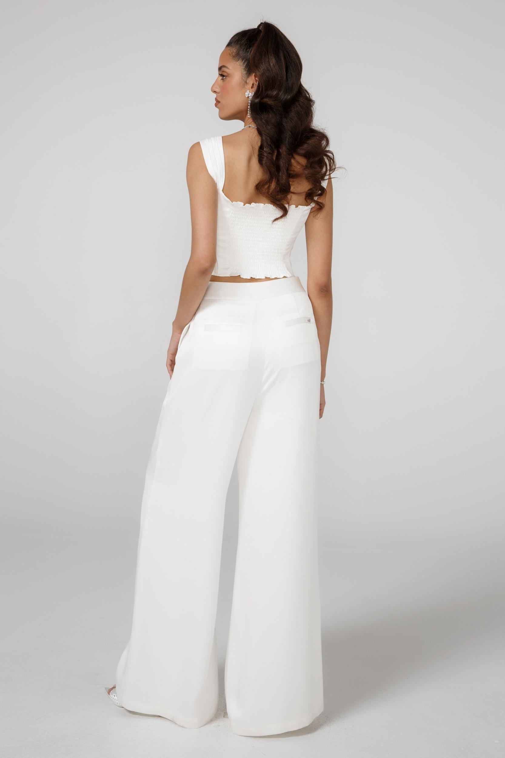 Alexandra Satin Pants (White)  (Final Sale) Product Image