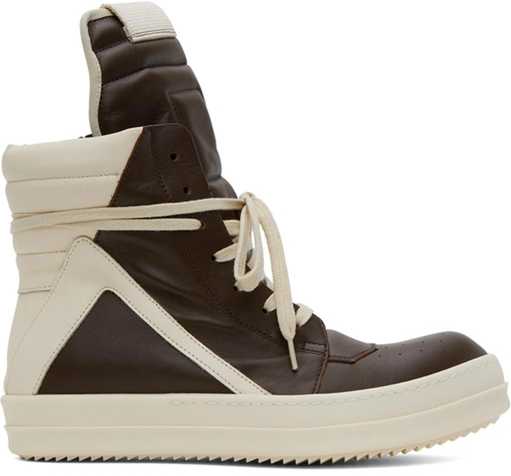 RICK OWENS Brown Geobasket Sneakers In 411 Brown/milk/milk Product Image