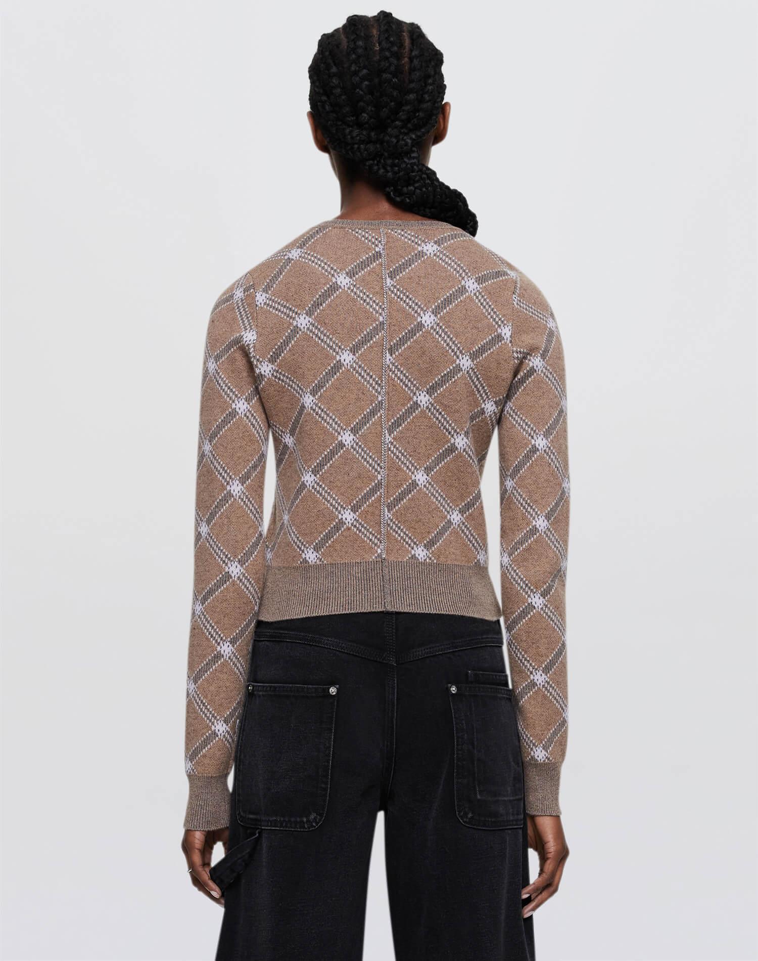 Cropped Crewneck Cardi - Camel Combo Product Image