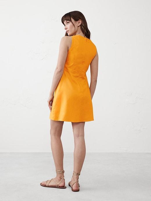 Linen-Blend Seamed Mini Dress Product Image