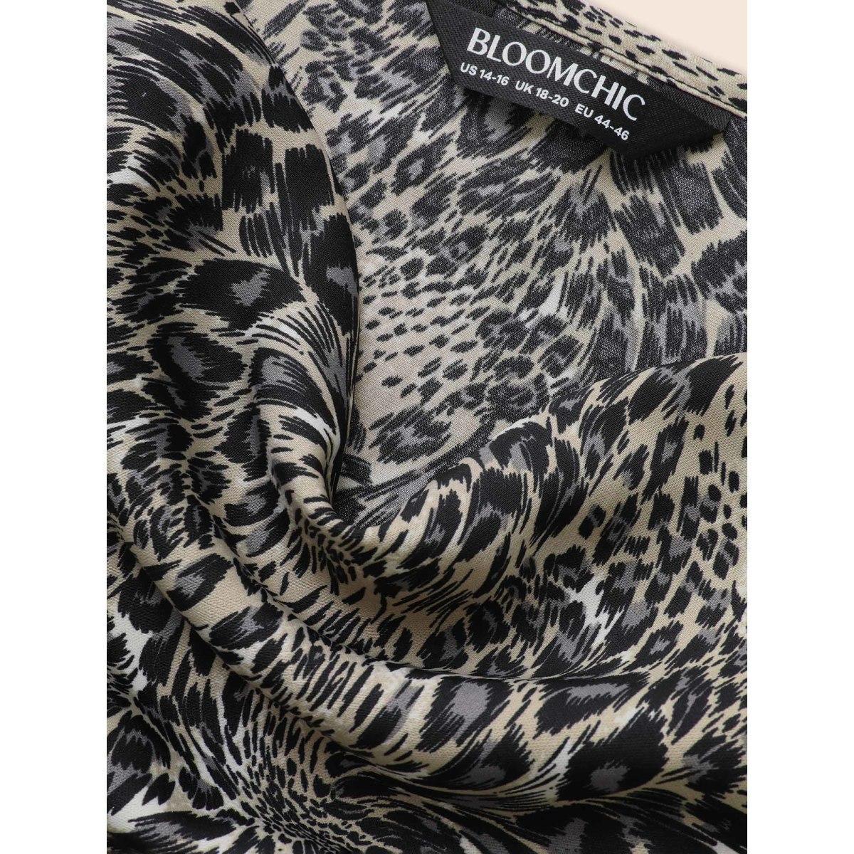 Plus Size Cowl Neck Leopard Print Maxi Dress Leopard Women Elegant Slit Cowl Neck Sleeveless Curvy BloomChic 22-24/3X Product Image