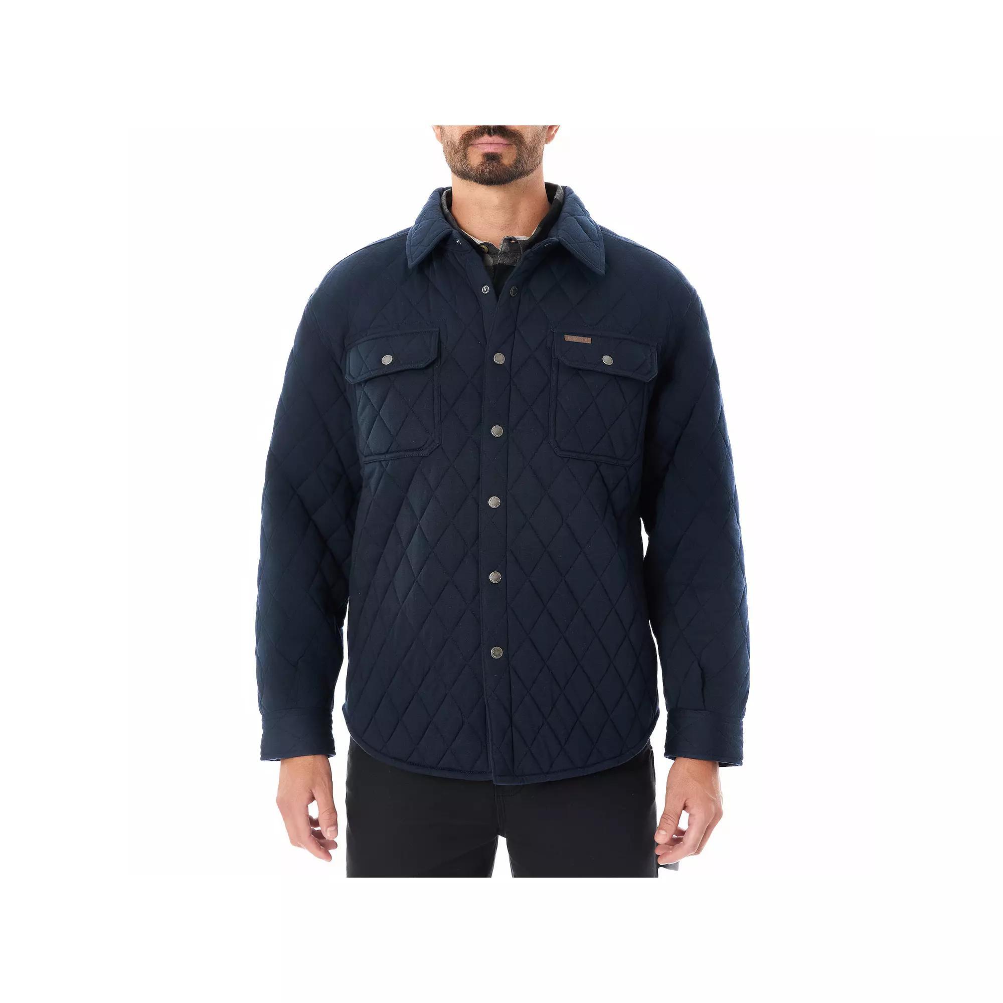 Men's Smith's Workwear Snap Closure Diamond Quilted Shirt Jacket, Size: Medium, Blue Product Image