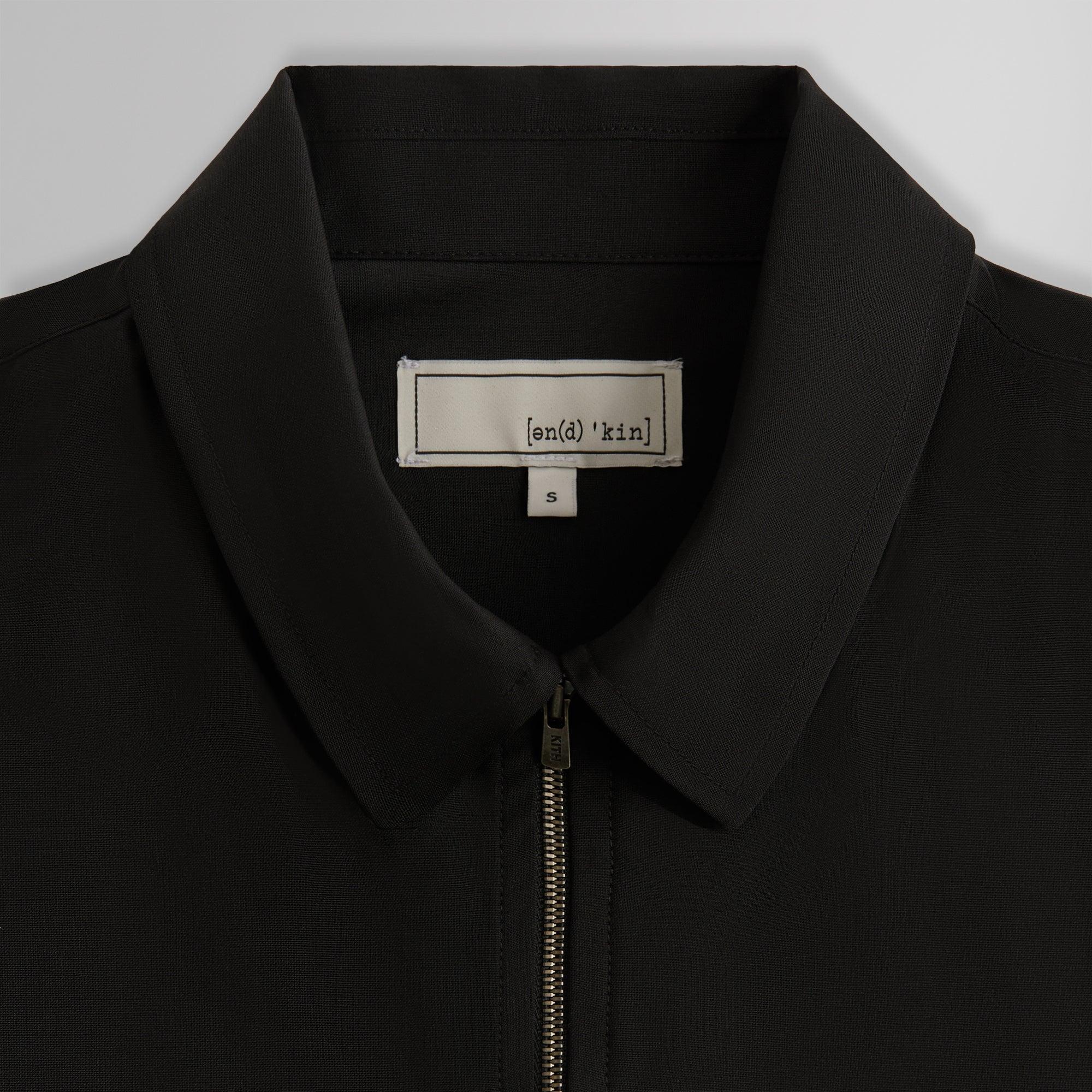 &Kin Tropical Wool Marquis Zip Up Shirt - Black Male Product Image