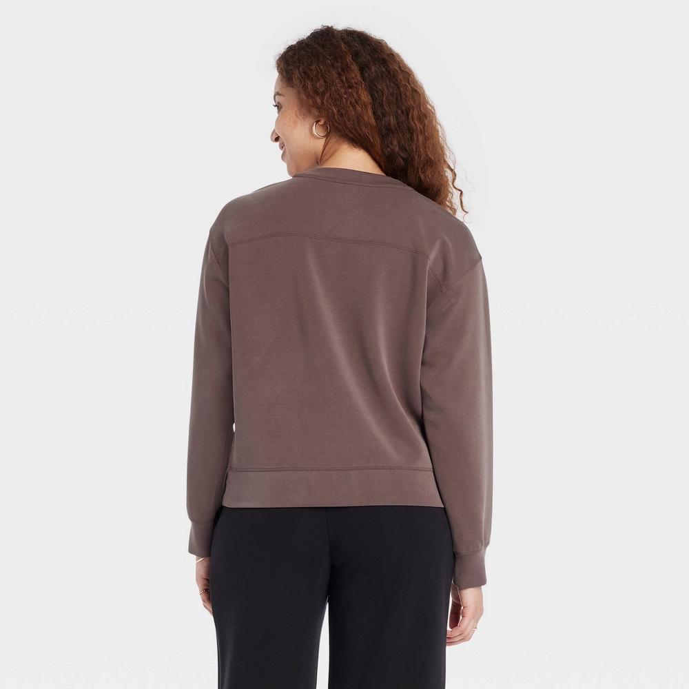 Women's Sandwash Pullover Sweatshirt - A New Day™ Brown XS Product Image