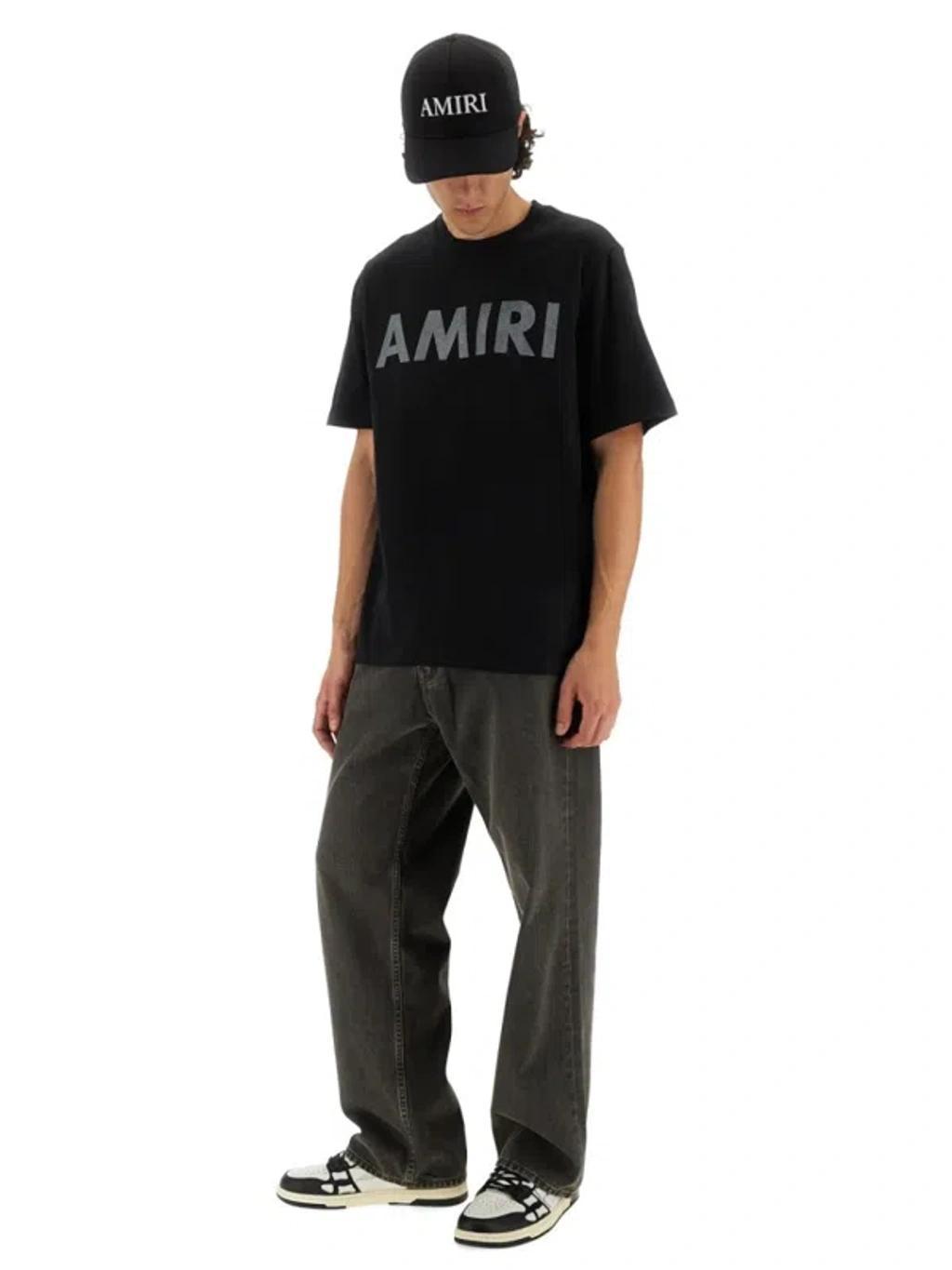 AMIRI Black Cotton T-shirt With Bold Logo Statement Product Image