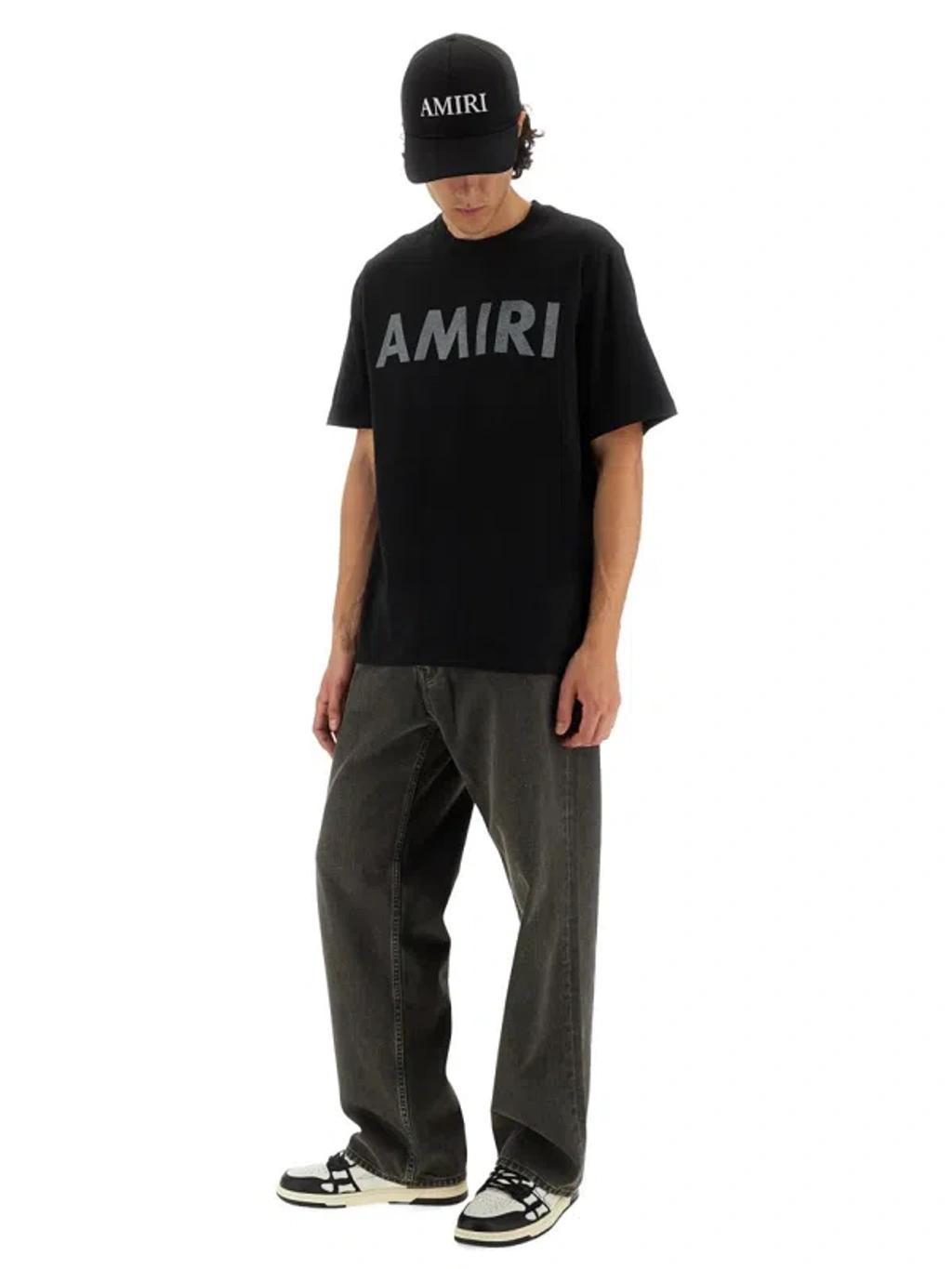 AMIRI Black Cotton T-shirt With Bold Logo Statement Product Image