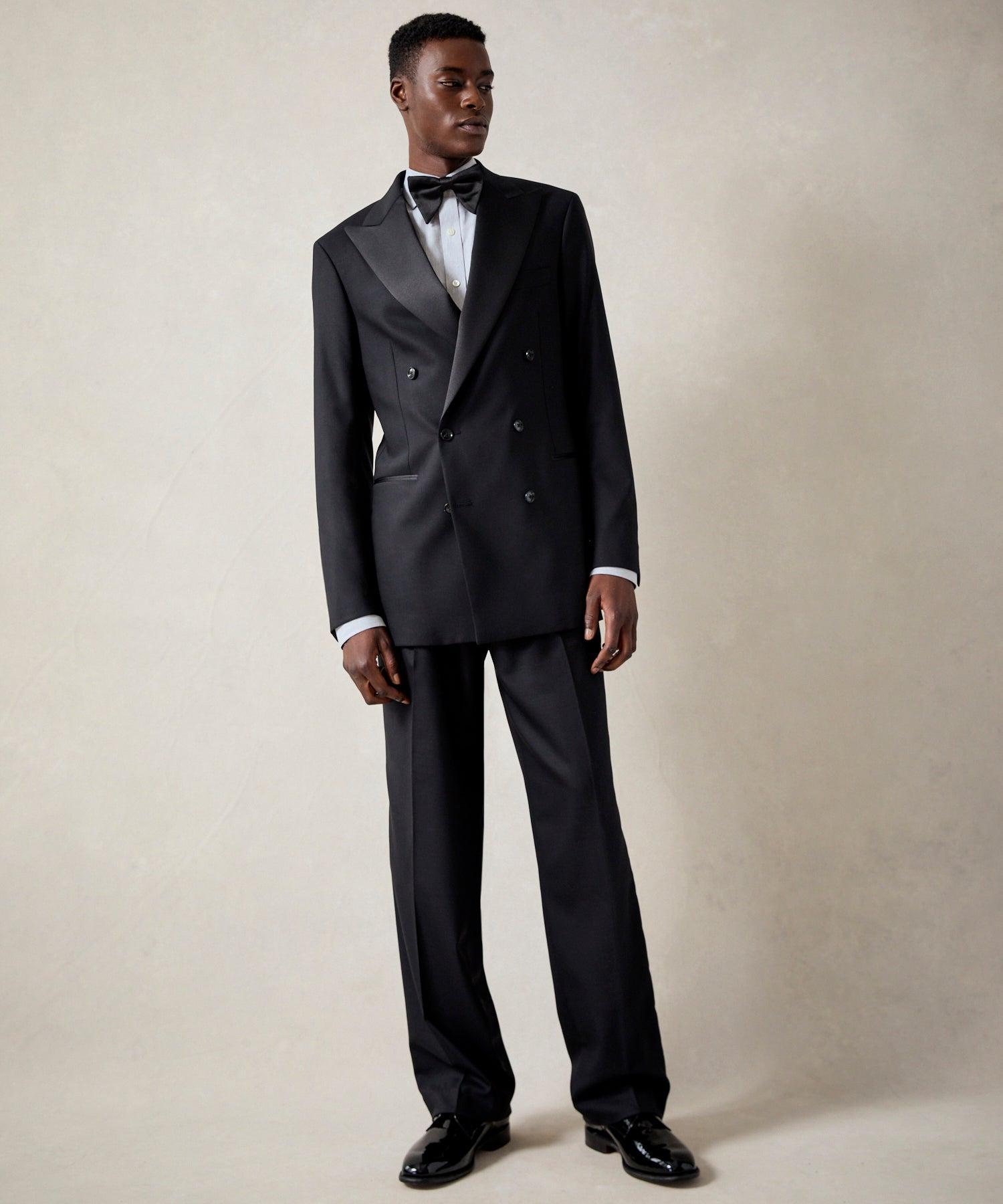 Italian Double-Breasted Tuxedo Jacket in Black Product Image