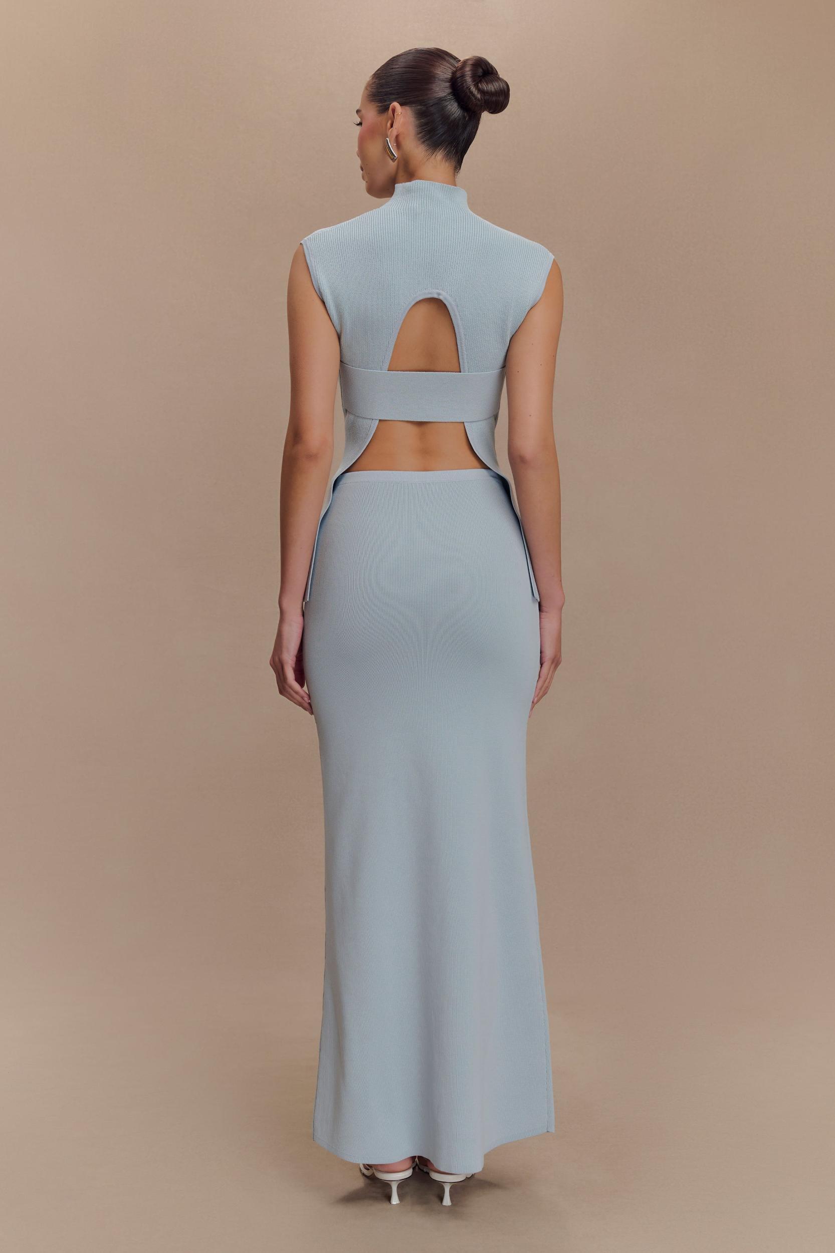 Maxine Knit Maxi Skirt - Light Blue Product Image