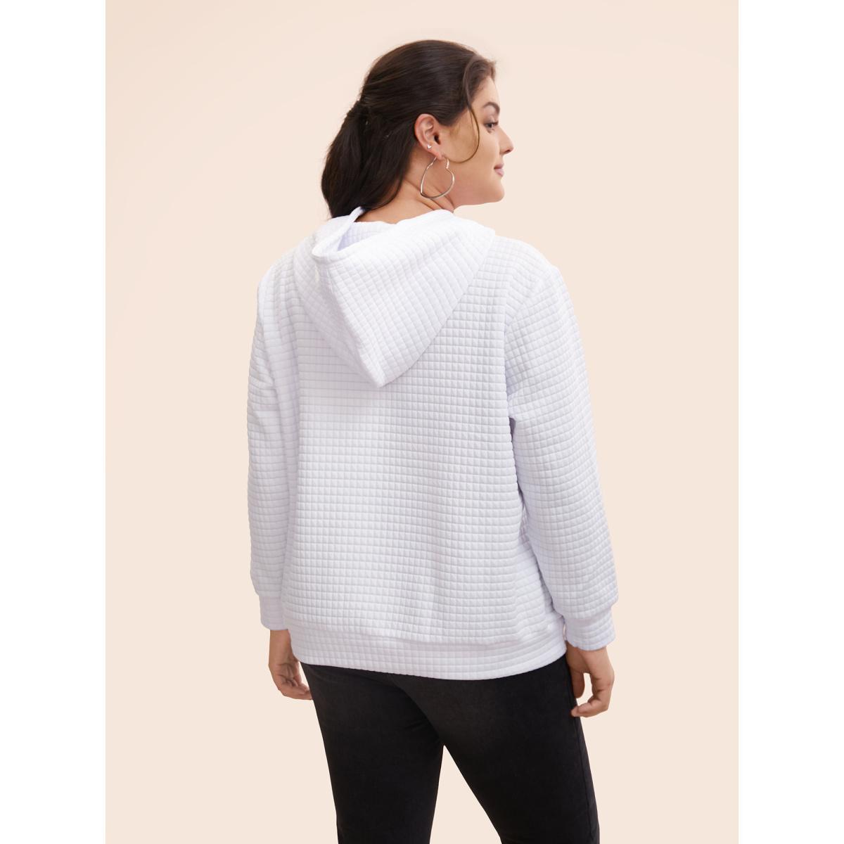 Plus Size Textured Hooded Drawstring Kangaroo Pocket Sweatshirt Women WhiteSmoke Casual Texture Hooded Everyday Sweatshirts BloomChic 10/M Product Image