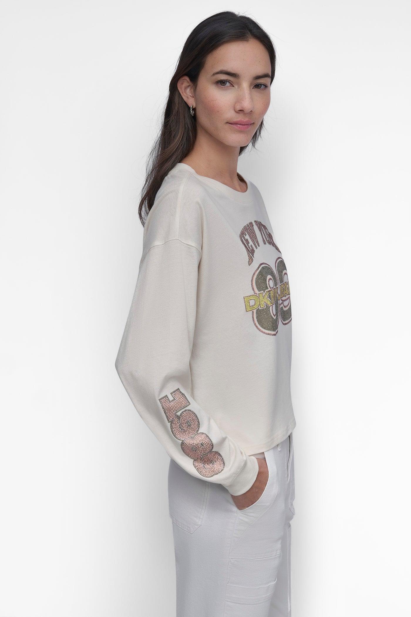 MULTI COLOR RHINESTONE LOGO LONG TEE Product Image