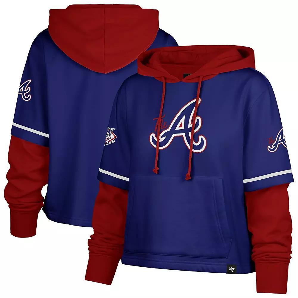 Women's '47 Royal Atlanta Braves City Connect Shortstop Cropped Pullover Hoodie,  Product Image