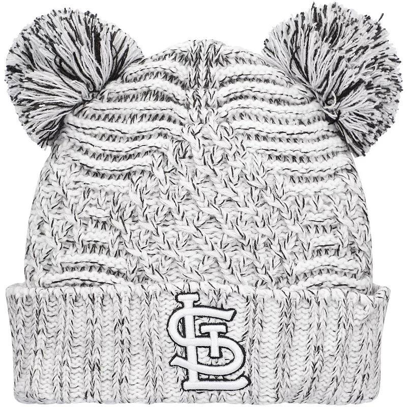 Womens New Era Gray St. Louis Cardinals Dual Cuffed Knit Hat with Poms Product Image