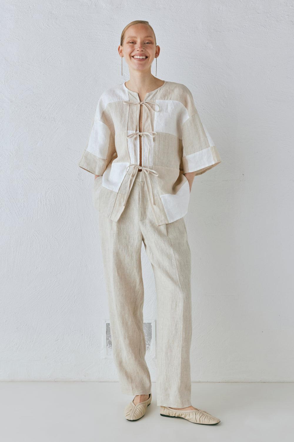 Goldie Linen Pants Oatmeal Product Image