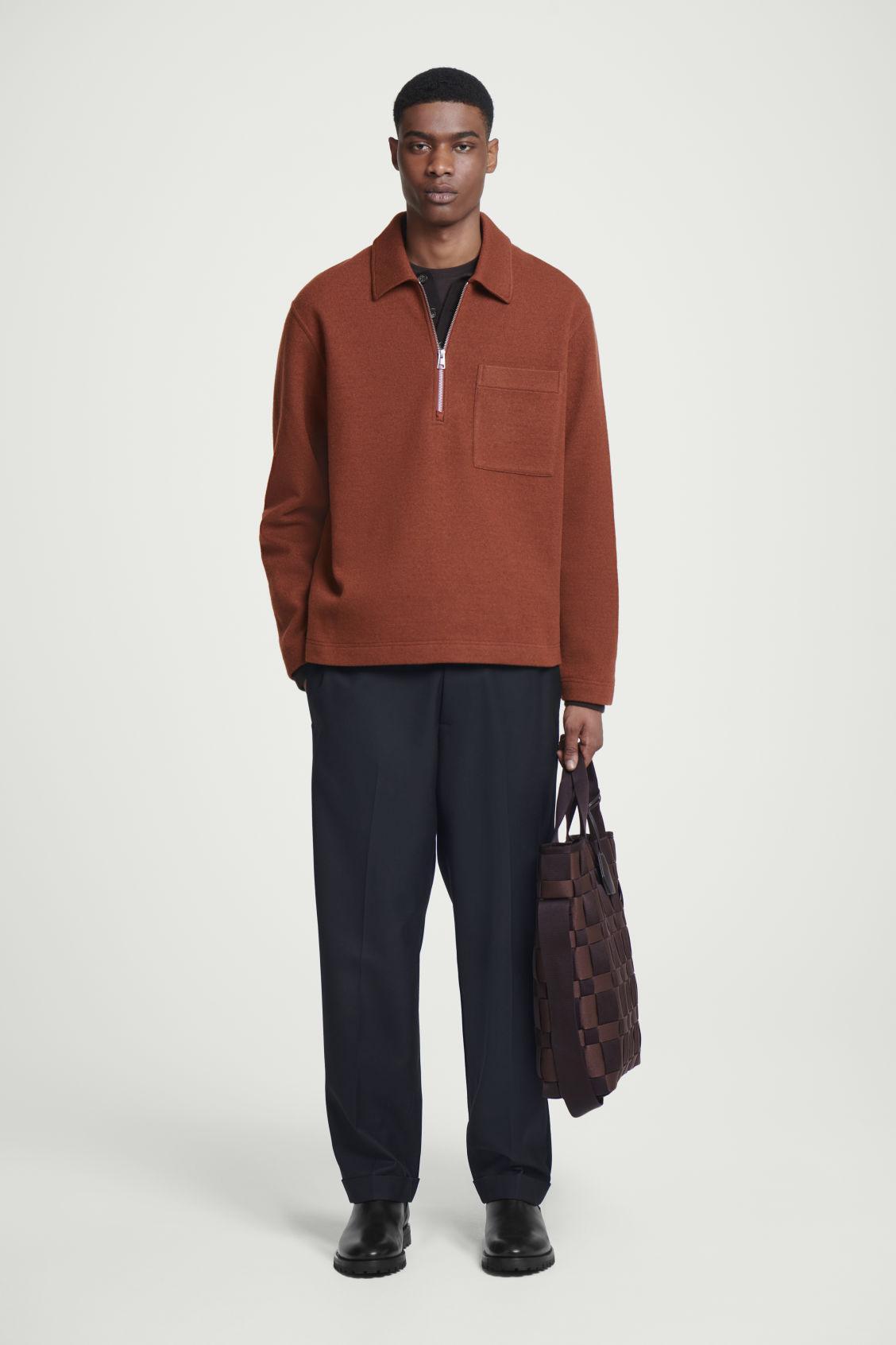 HALF-ZIP BOILED-WOOL SWEATER Product Image