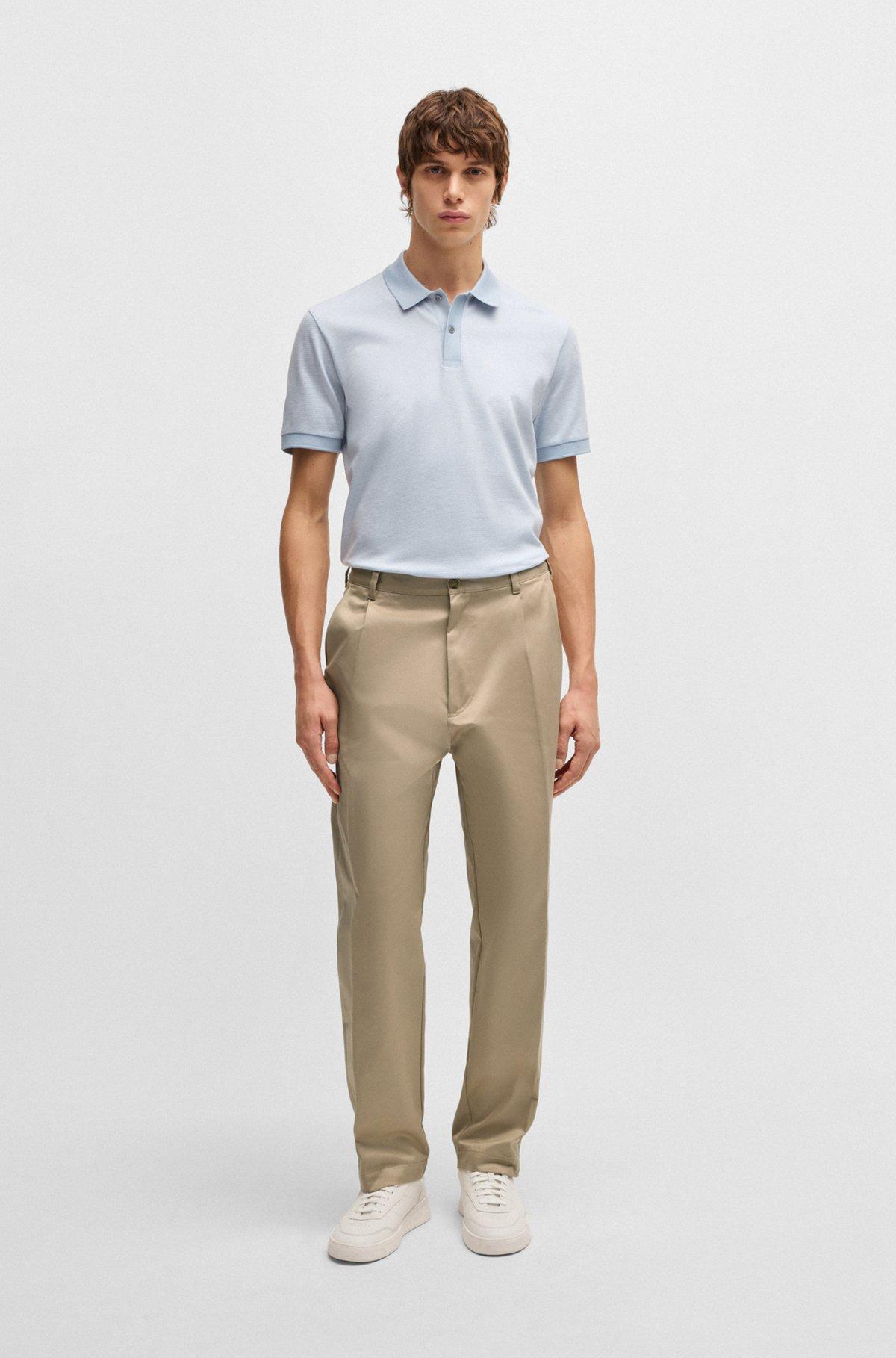 BOSS - Relaxed-fit trousers in cotton twill - Light Beige Product Image