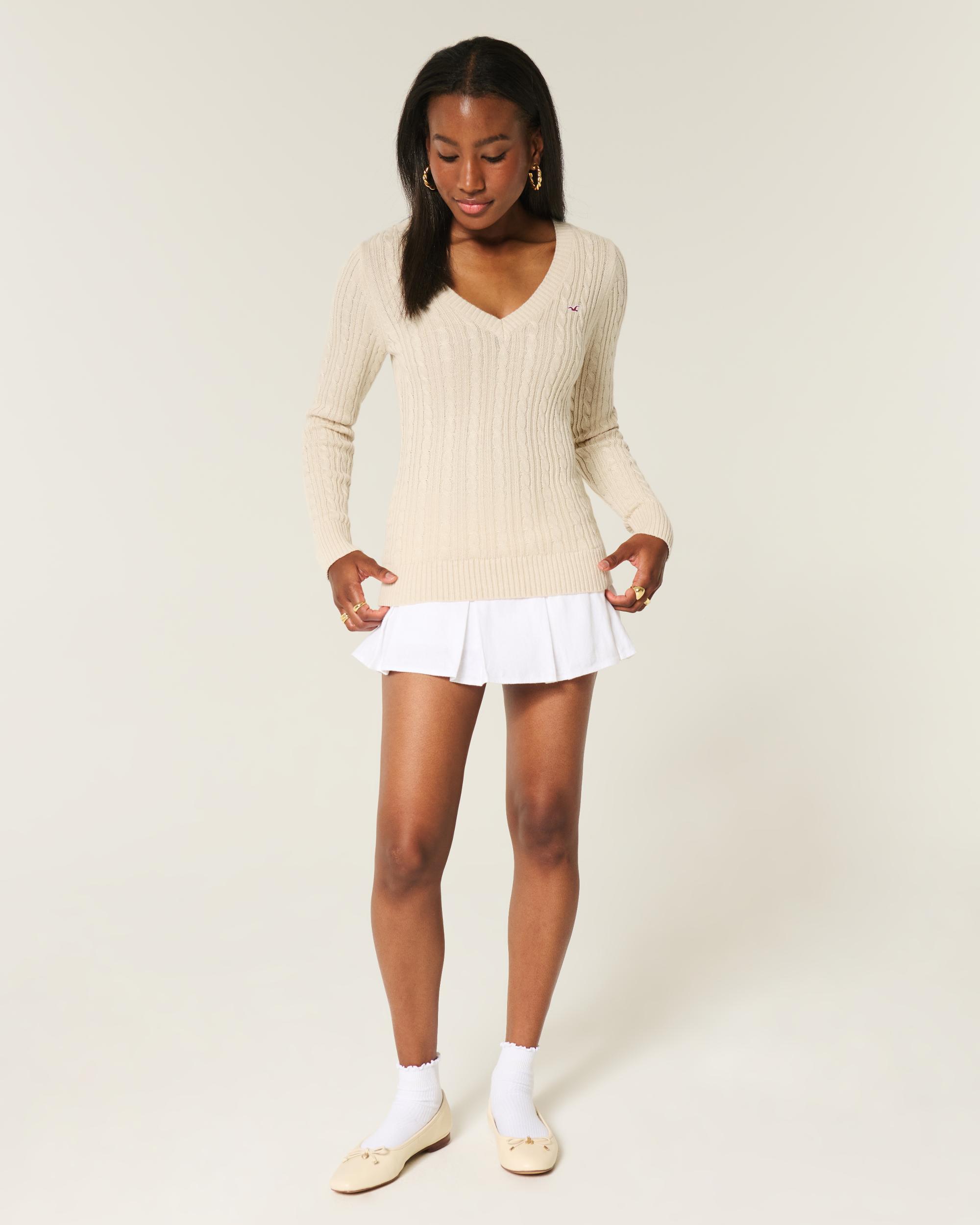 Cable-Knit Icon V-Neck Sweater Product Image