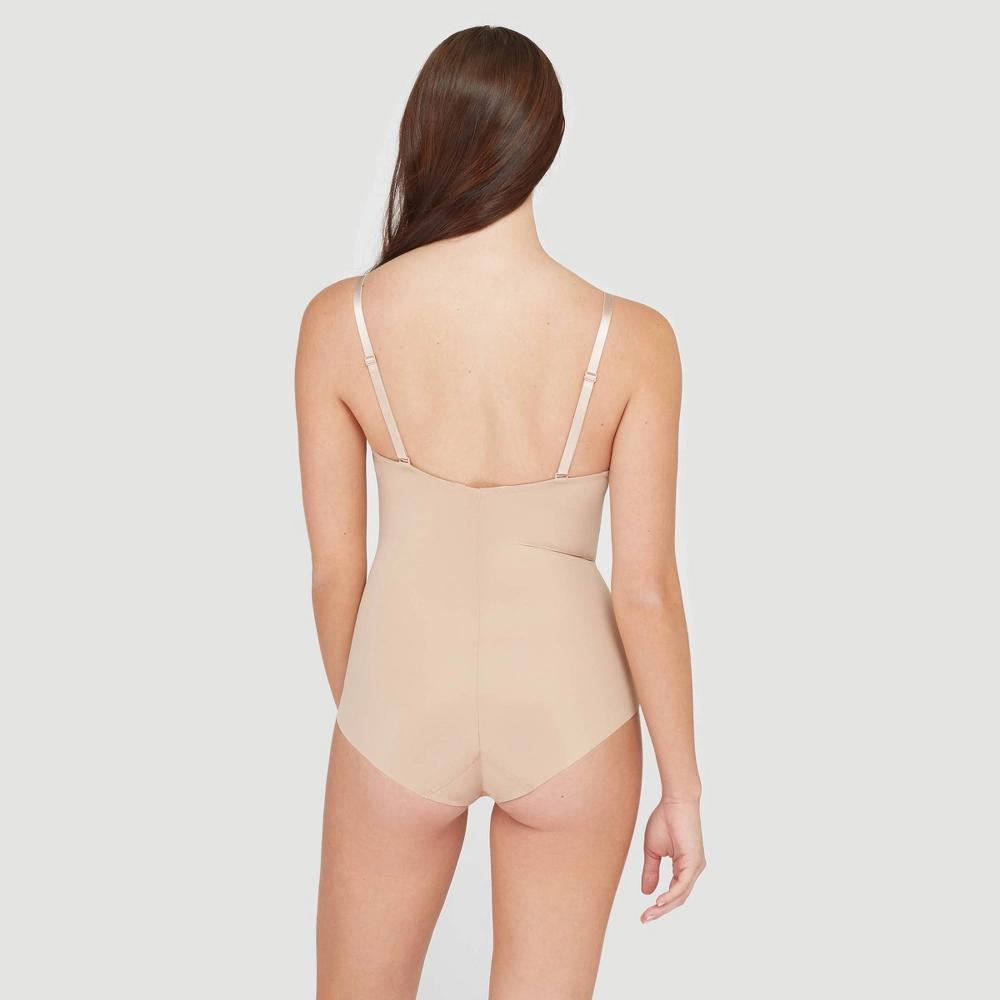 ASSETS by SPANX Womens Flawless Finish Shaping Micro Low Back Cupped Bodysuit Shapewear - Very Black XL Product Image