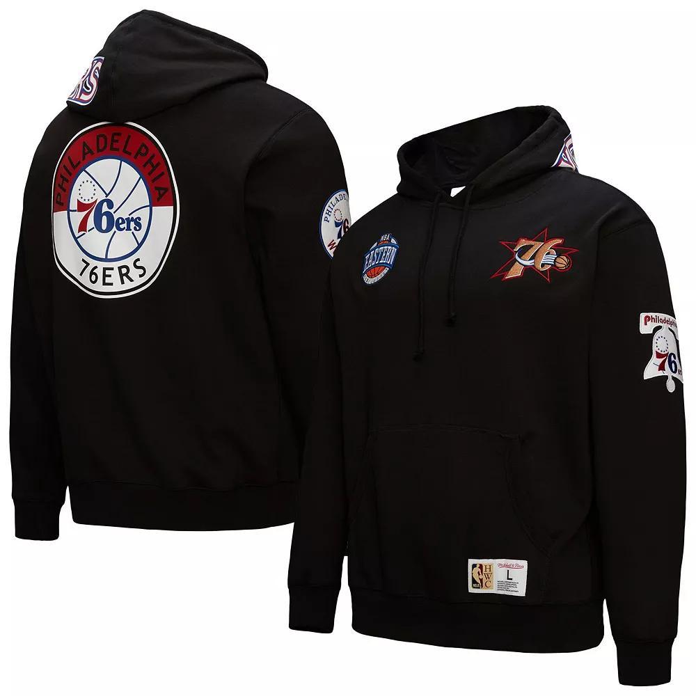 Men's Mitchell & Ness Black Philadelphia 76ers Hardwood Classics Blackout Collection Pullover Hoodie,  Product Image