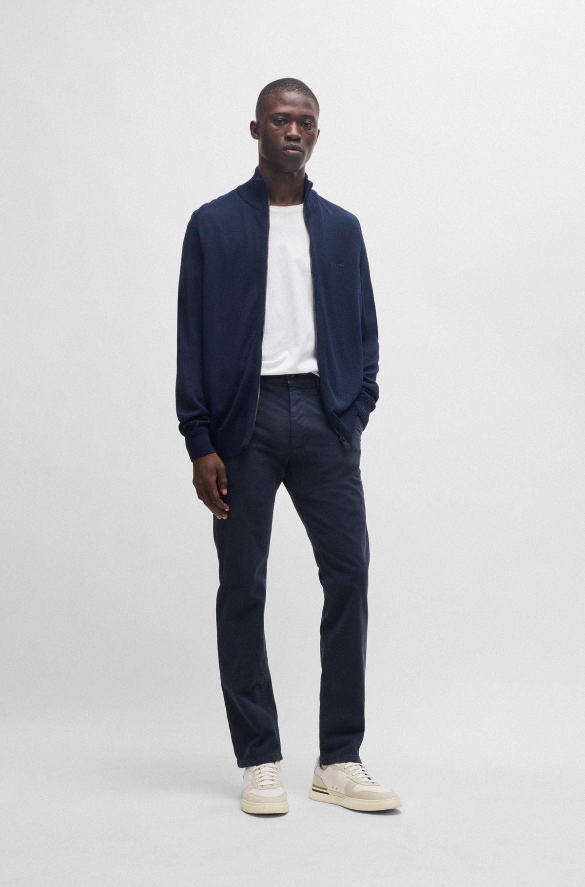 Slim-fit chinos in structured comfort-stretch cotton Product Image