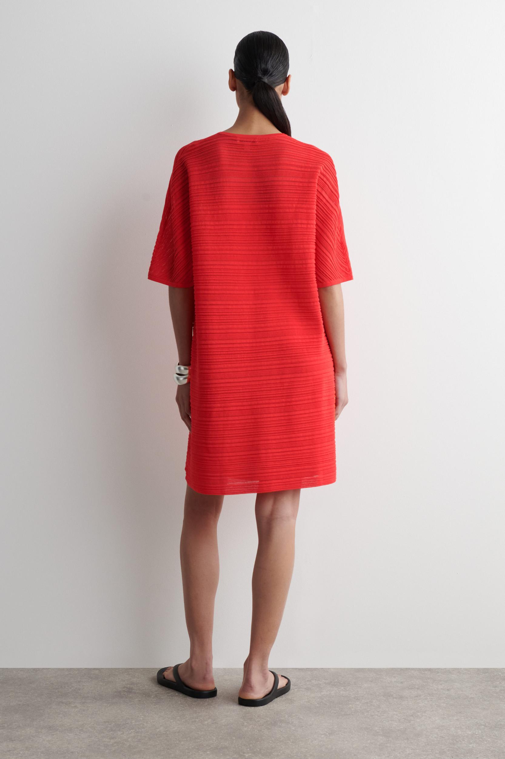 PLEATED KNITTED MINI DRESS Product Image