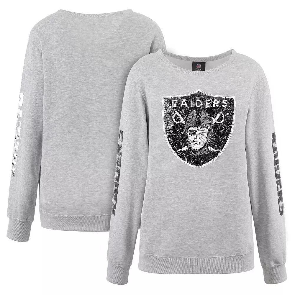 Women's Cuce Heather Gray Las Vegas Raiders Sequined Logo Pullover Sweatshirt, Size: 4XL, Lvr Grey Product Image