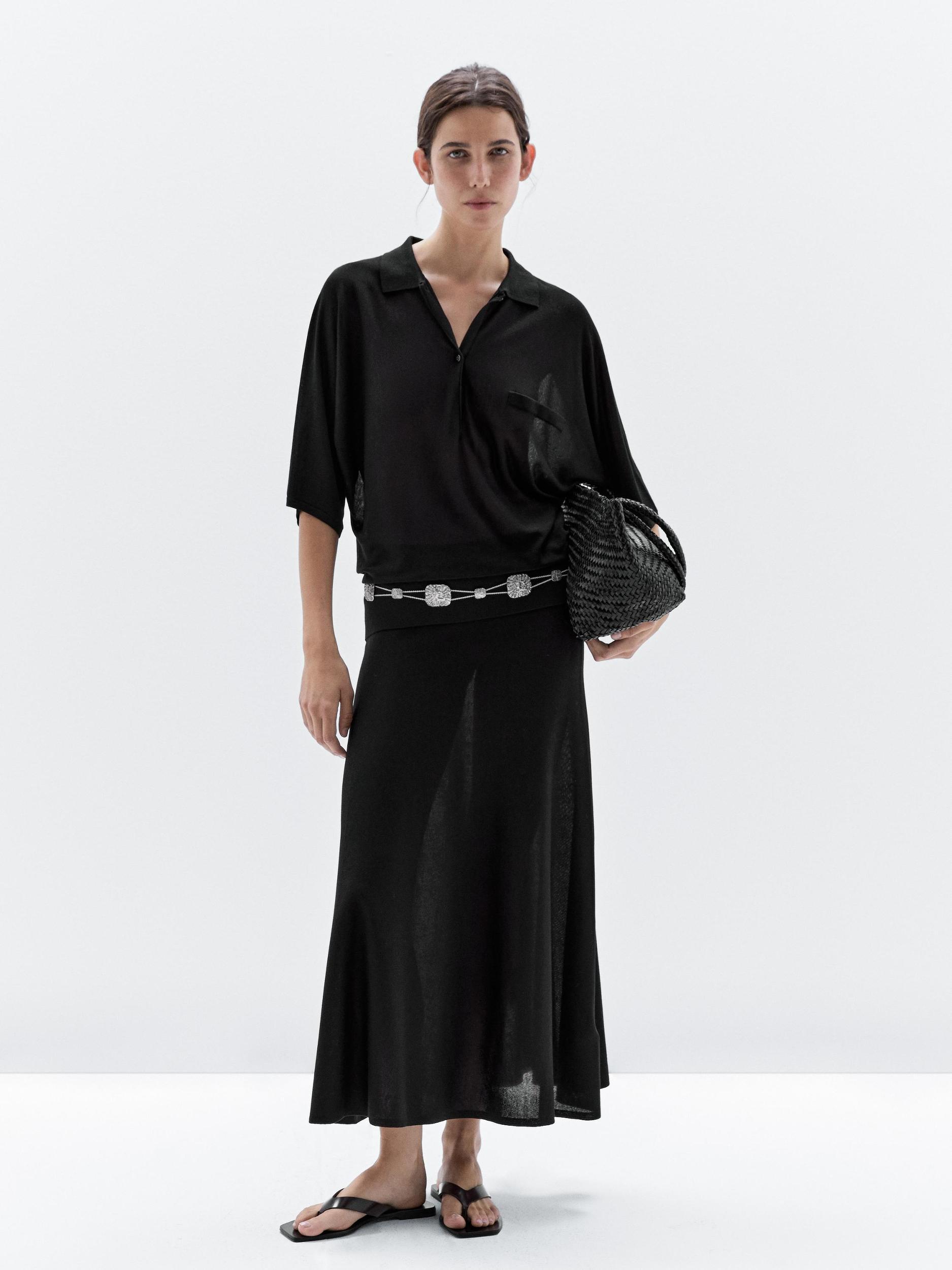 Flowing cape-style polo shirt Product Image