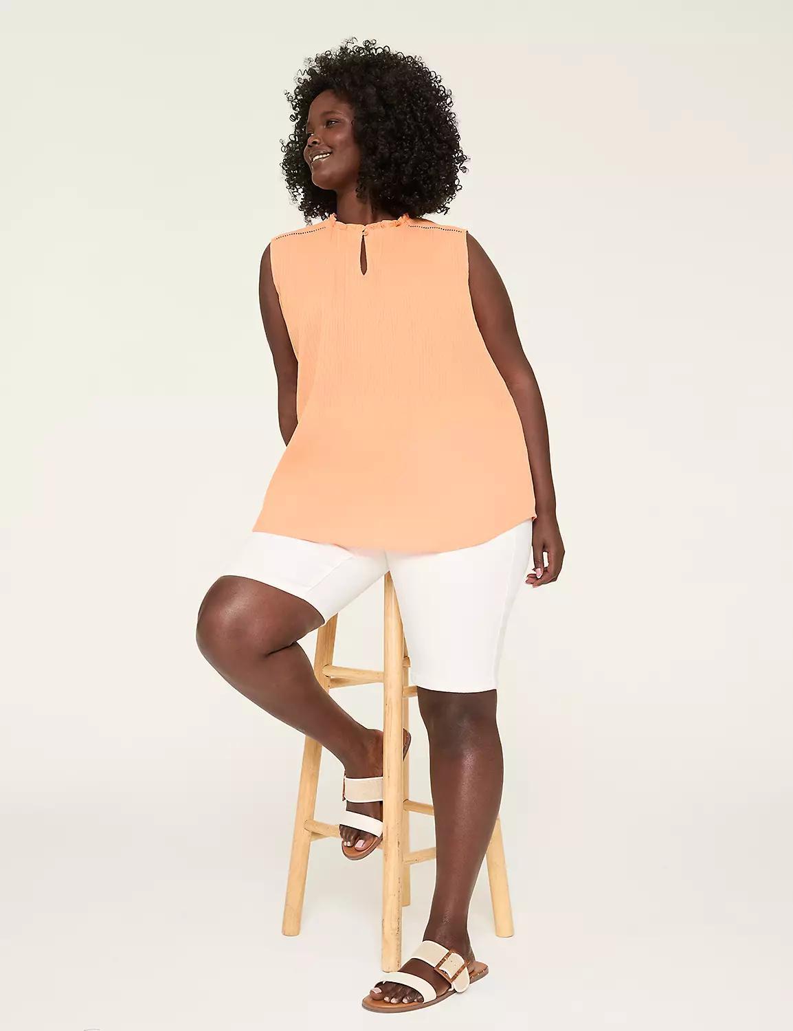 Ruffle Notch-Neck Textured Tank Product Image