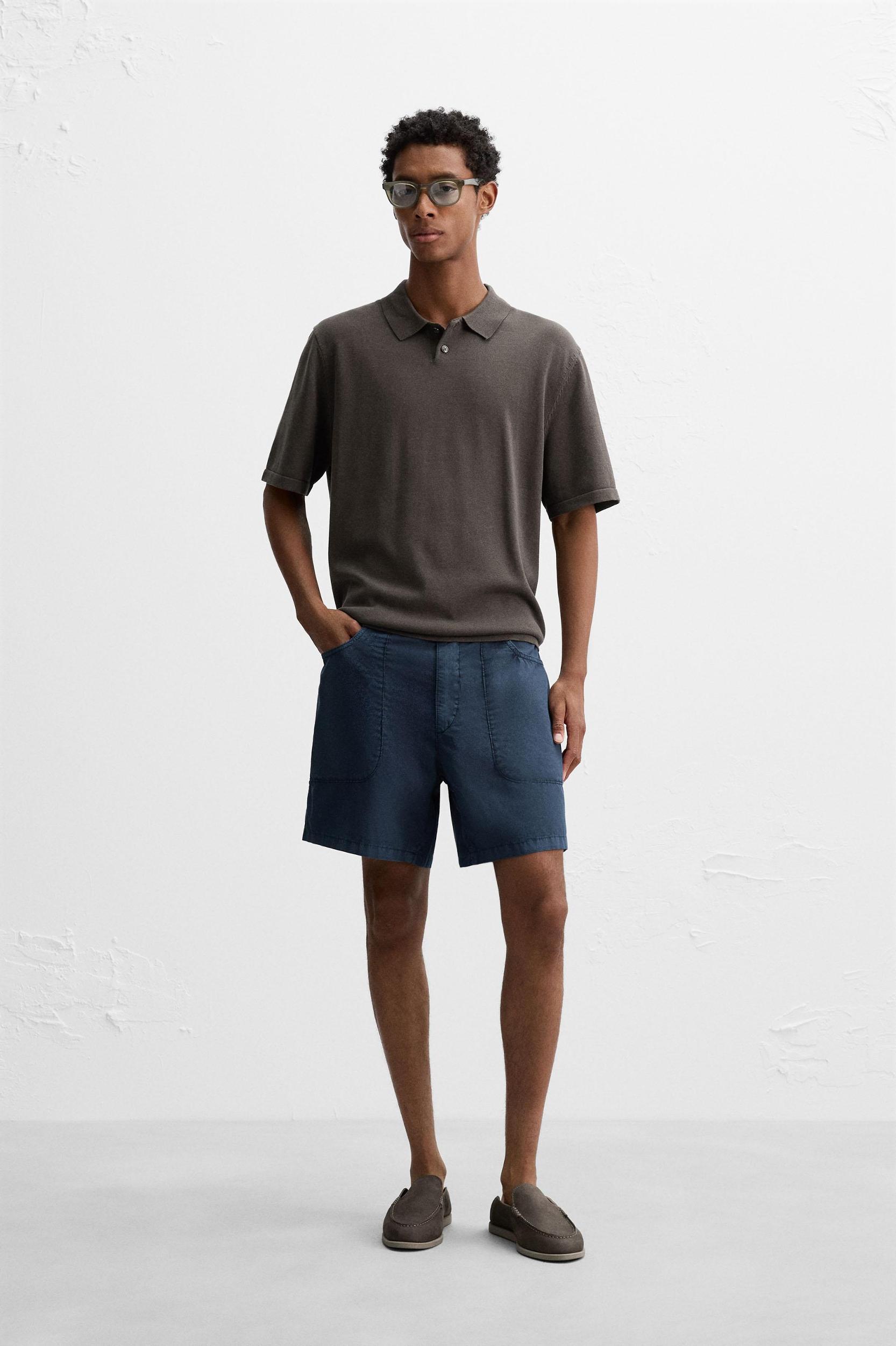 WASHED COTTON BERMUDA SHORTS Product Image
