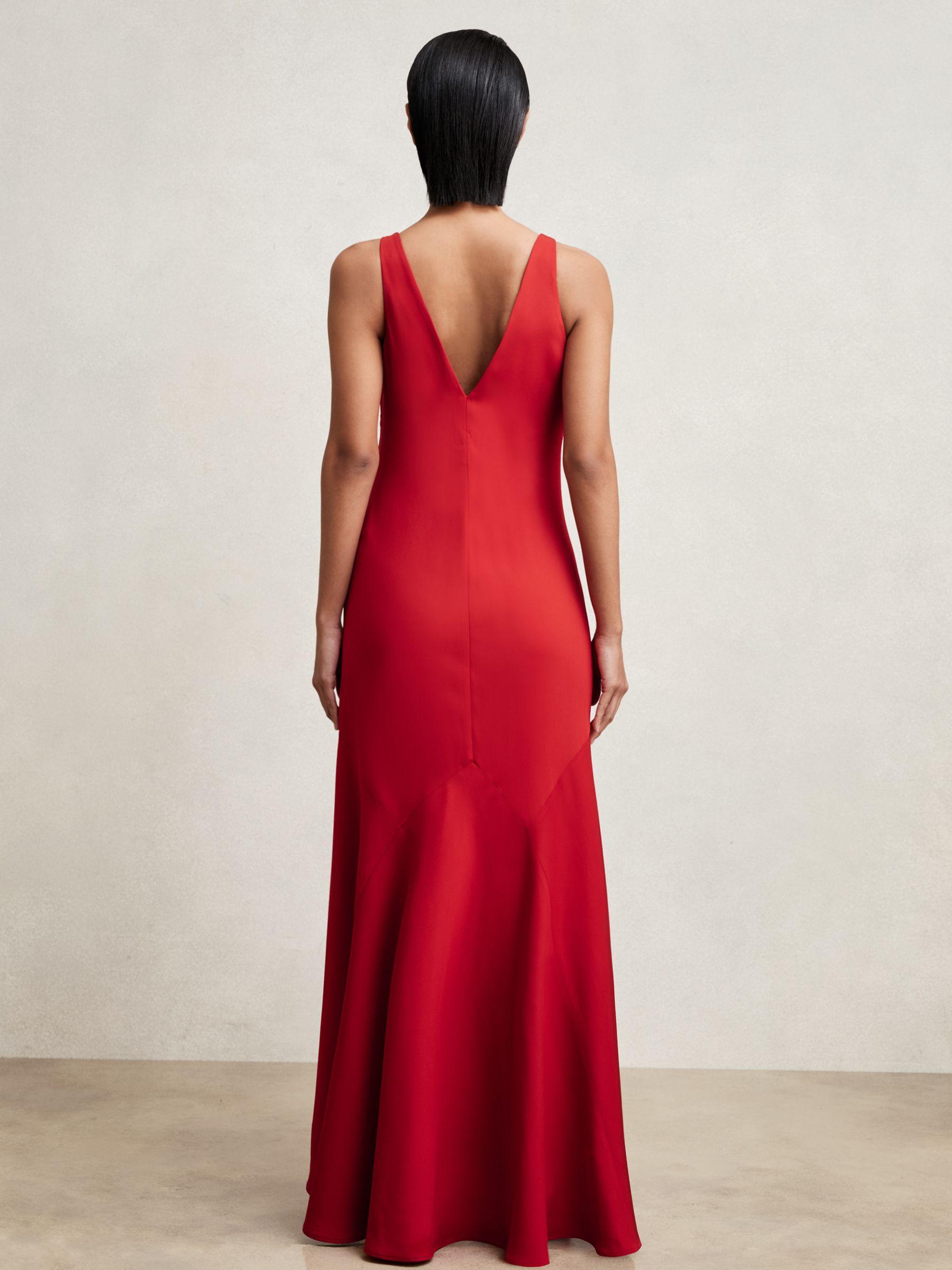 Cowl Neck Sleeveless Maxi Dress in Red Product Image