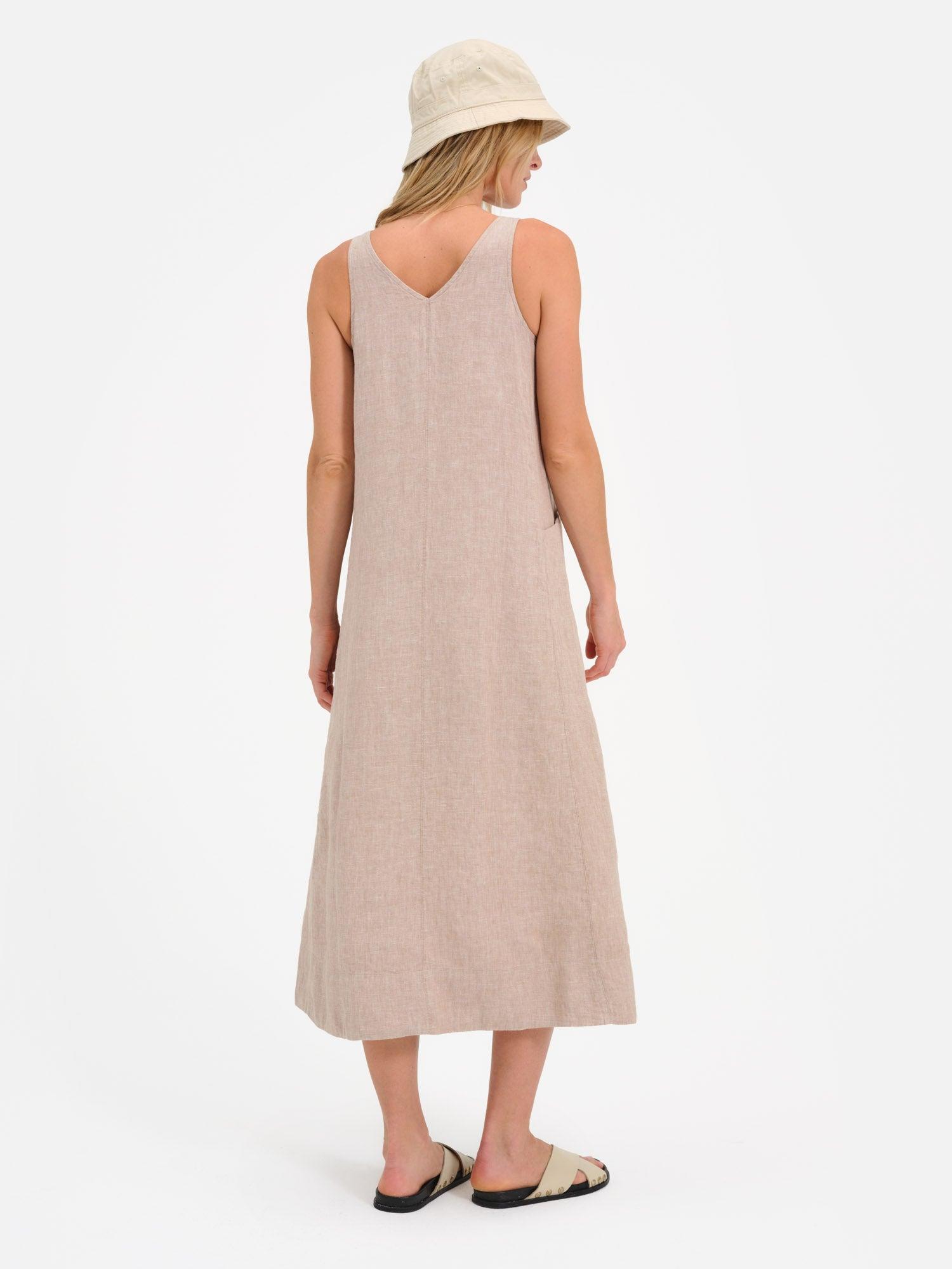 Organic Linen Button Front Dress Female Product Image